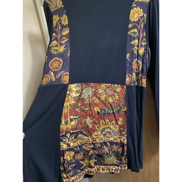 Soft Surroundings Blouse Womens S BLack Multicolor Pattern Embroidered Patchwork - Picture 8 of 11